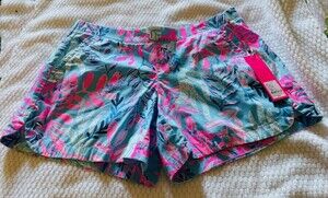 NWT Lilly Pulitzer Sunrise Bay Ocean View Shorts M You've Been Spotted Porto Blu